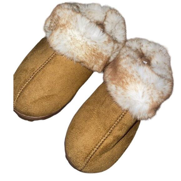 Slippers Memory Foam Jessica Simpson Tan Indoor Outdoor Shoes Size Large (8-9) - Picture 1 of 3